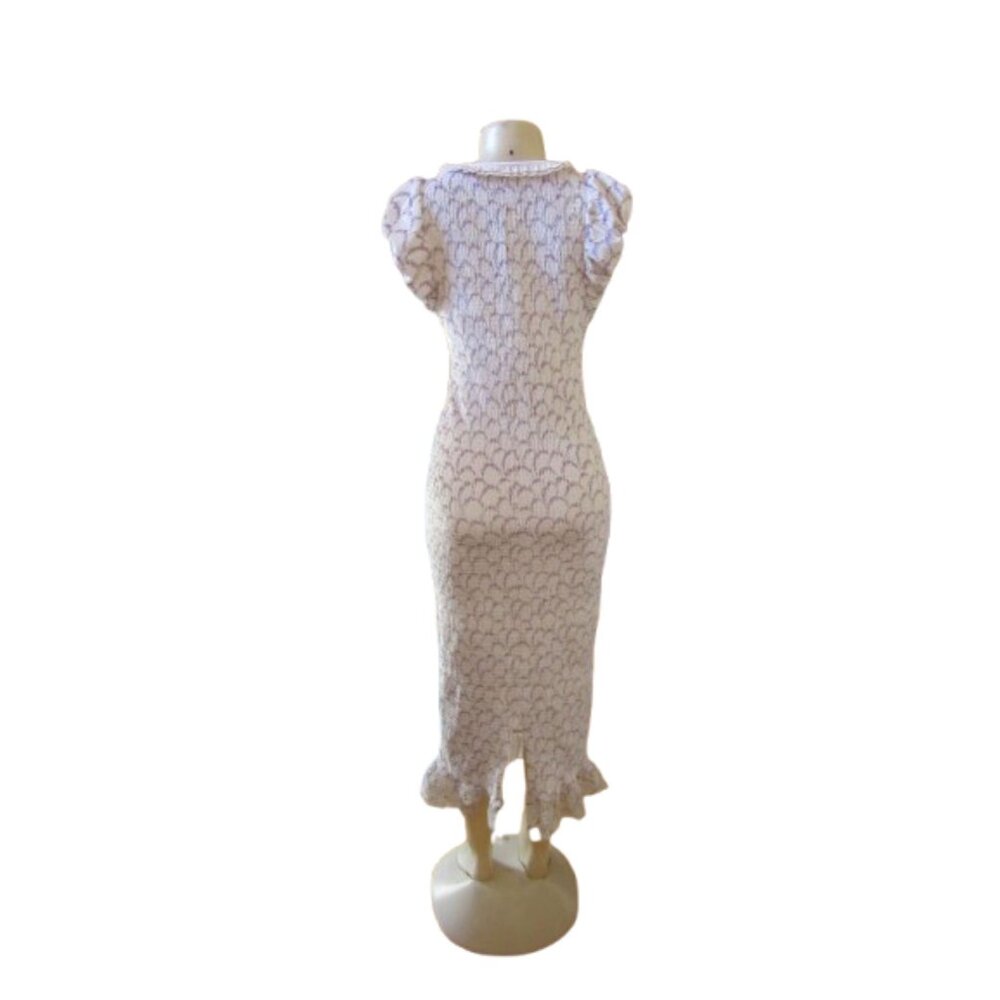 Free People Cream Eyelet Midi Dress with Ruffle Hem - Picture 5 of 7